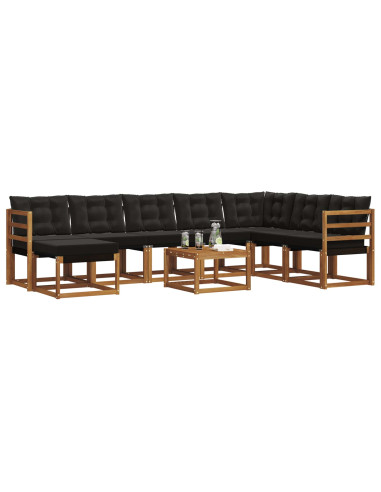 Set di divani con cuscino 9 pcs Naturale e Nero