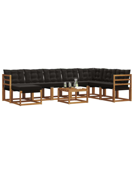 Set di divani con cuscino 9 pcs Naturale e Nero
