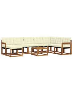 Set di divani con cuscino 9 pcs Naturale e Crema 2
