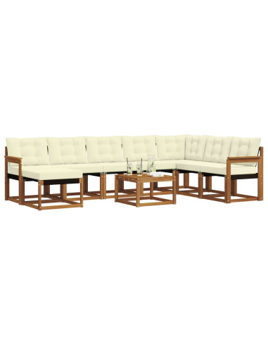 Set di divani con cuscino 9 pcs Naturale e Crema