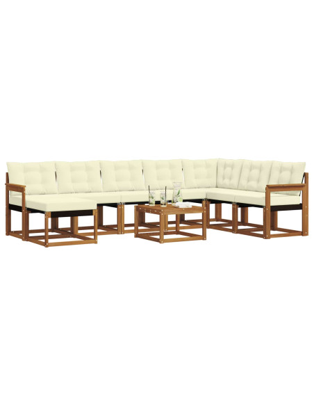 Set di divani con cuscino 9 pcs Naturale e Crema