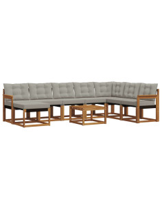Set di divani con cuscino 9 pcs Grigio Naturale e Chiaro 2