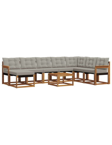 Set di divani con cuscino 9 pcs Grigio Naturale e Chiaro