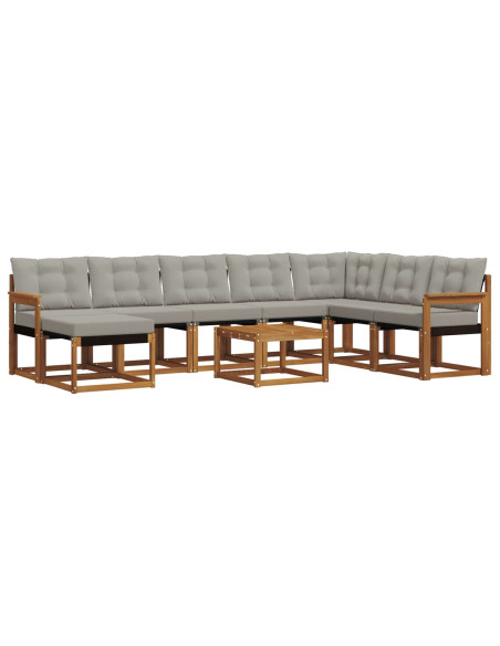 Set di divani con cuscino 9 pcs Grigio Naturale e Chiaro