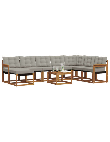 Set di divani con cuscino 9 pcs Grigio Naturale e Chiaro