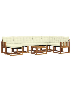 Set di divani con cuscino 9 pcs Naturale e Crema 2