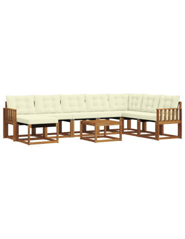 Set di divani con cuscino 9 pcs Naturale e Crema