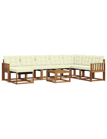 Set di divani con cuscino 9 pcs Naturale e Crema