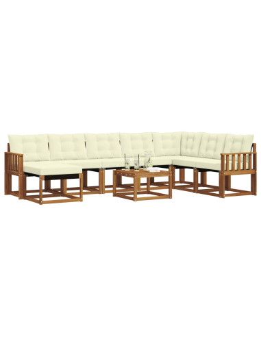 Set di divani con cuscino 9 pcs Naturale e Crema