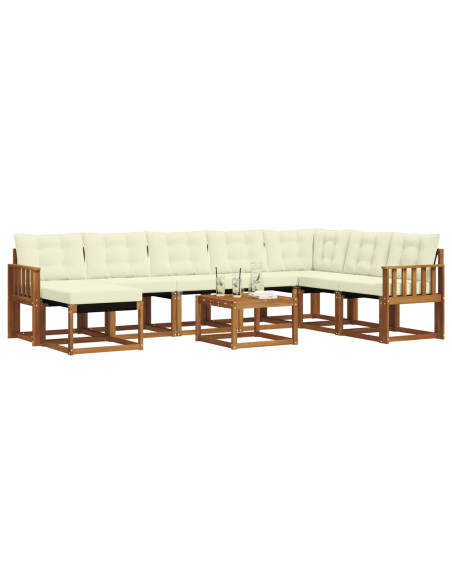 Set di divani con cuscino 9 pcs Naturale e Crema