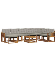 Set di divani con cuscino 9 pcs Grigio Naturale e Chiaro 2