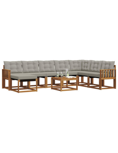 Set di divani con cuscino 9 pcs Grigio Naturale e Chiaro