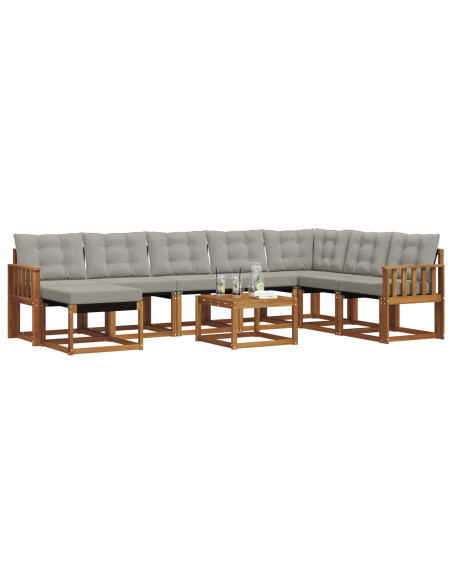 Set di divani con cuscino 9 pcs Grigio Naturale e Chiaro