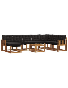 Set di divani con cuscino 9 pcs Naturale e Nero 2