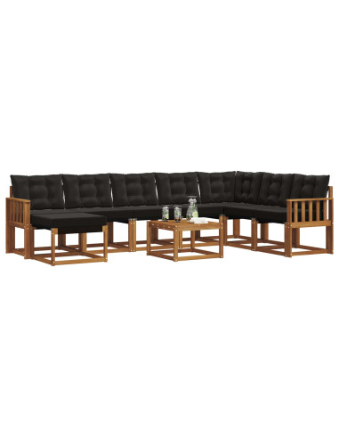 Set di divani con cuscino 9 pcs Naturale e Nero