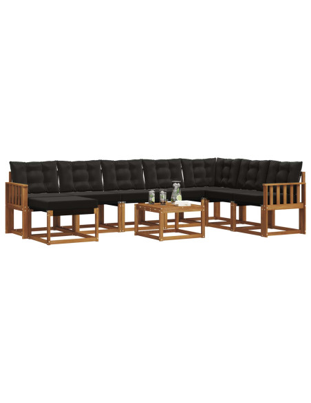 Set di divani con cuscino 9 pcs Naturale e Nero