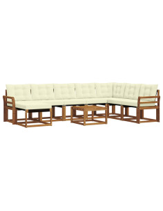 Set di divani con cuscino 9 pcs Naturale e Crema 2