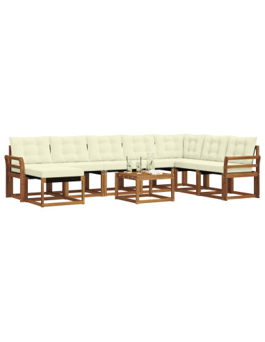 Set di divani con cuscino 9 pcs Naturale e Crema
