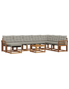 Set di divani con cuscino 9 pcs Grigio Naturale e Chiaro 2