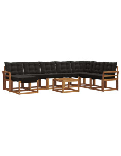 Set di divani con cuscino 9 pcs Naturale e Nero 2
