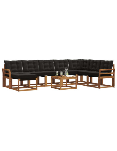 Set di divani con cuscino 9 pcs Naturale e Nero