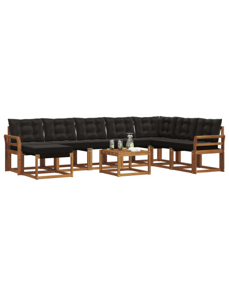 Set di divani con cuscino 9 pcs Naturale e Nero