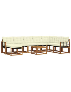 Set di divani con cuscino 9 pcs Naturale e Crema 2