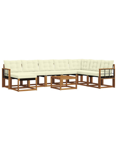 Set di divani con cuscino 9 pcs Naturale e Crema