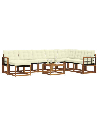 Set di divani con cuscino 9 pcs Naturale e Crema