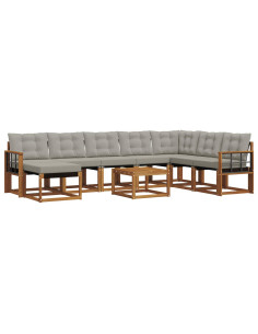 Set di divani con cuscino 9 pcs Grigio Naturale e Chiaro 2