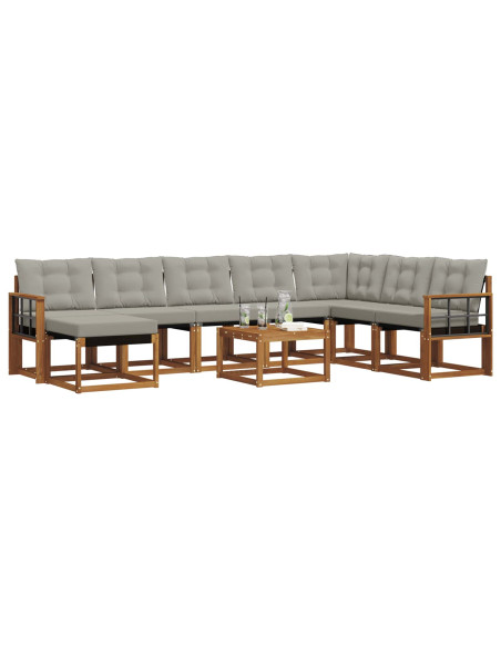 Set di divani con cuscino 9 pcs Grigio Naturale e Chiaro