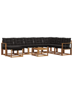 Set di divani con cuscino 9 pcs Naturale e Nero 2