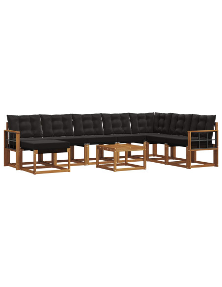 Set di divani con cuscino 9 pcs Naturale e Nero