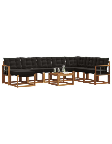 Set di divani con cuscino 9 pcs Naturale e Nero