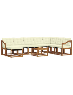 Set di divani con cuscino 9 pcs Naturale e Crema 2