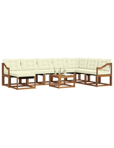 Set di divani con cuscino 9 pcs Naturale e Crema