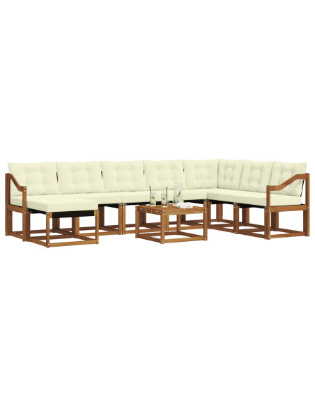 Set di divani con cuscino 9 pcs Naturale e Crema