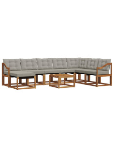 Set di divani con cuscino 9 pcs Grigio Naturale e Chiaro 2