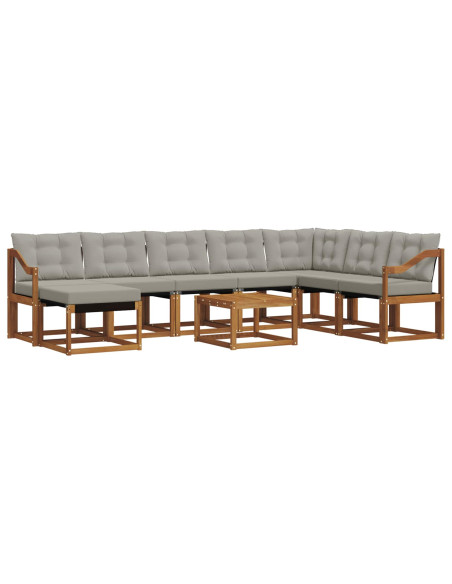 Set di divani con cuscino 9 pcs Grigio Naturale e Chiaro