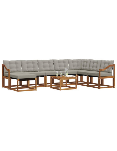 Set di divani con cuscino 9 pcs Grigio Naturale e Chiaro
