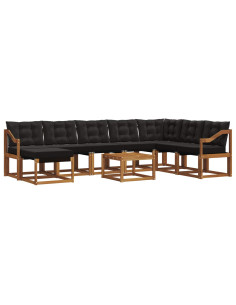 Set di divani con cuscino 9 pcs Naturale e Nero 2