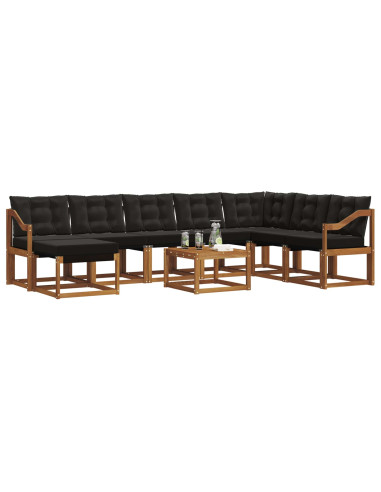Set di divani con cuscino 9 pcs Naturale e Nero