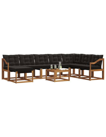 Set di divani con cuscino 9 pcs Naturale e Nero