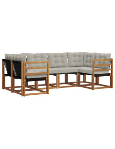 Set di divani con cuscino 6 pcs Grigio Naturale e Chiaro 2
