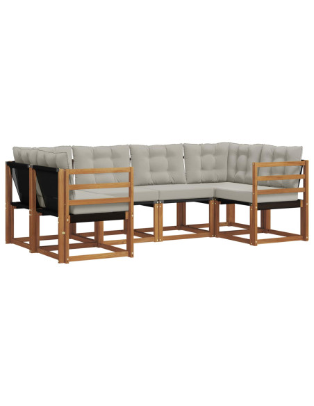 Set di divani con cuscino 6 pcs Grigio Naturale e Chiaro