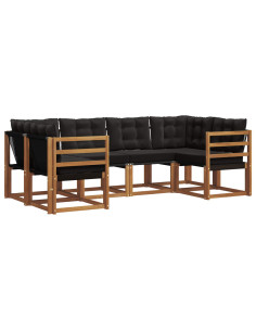 Set di divani con cuscino 6 pcs Naturale e Nero 2