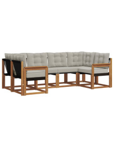 Set di divani con cuscino 6 pcs Grigio Naturale e Chiaro 2