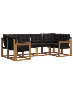 Set di divani con cuscino 6 pcs Naturale e Nero 2