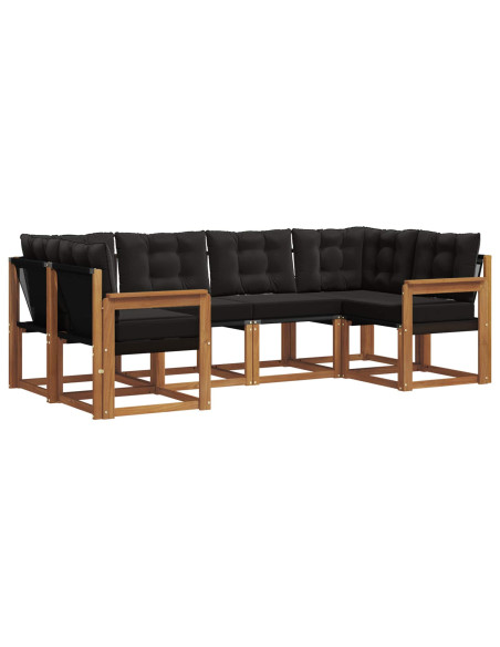 Set di divani con cuscino 6 pcs Naturale e Nero