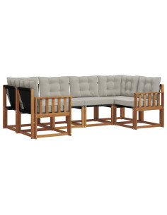 Set di divani con cuscino 6 pcs Grigio Naturale e Chiaro 2